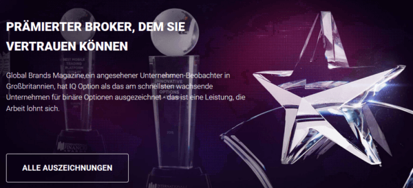 IQ Option kann zahlreiche Auszeichnungen vorweisen