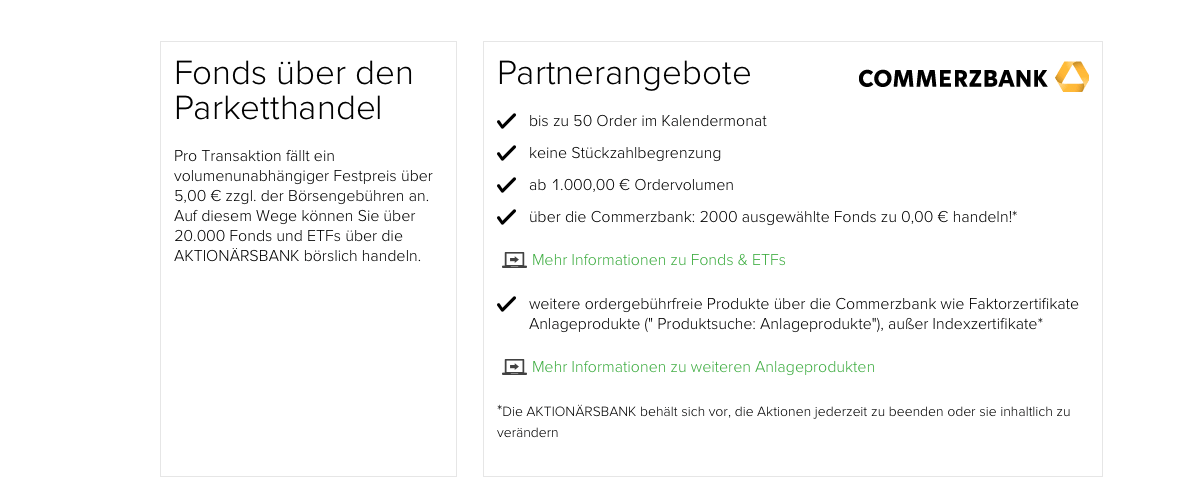 Bei der Aktionärsbank können über 2.000 Fonds gehandelt werden