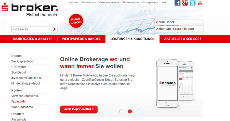 sBroker Webseite