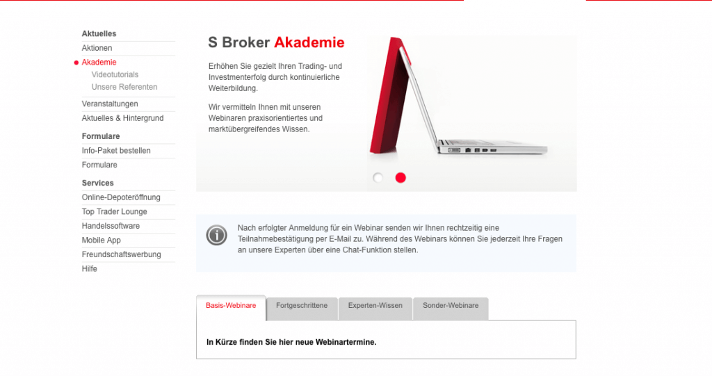 S Broker Akademie - Anleger können u. a. auf Videotutorials zugreifen