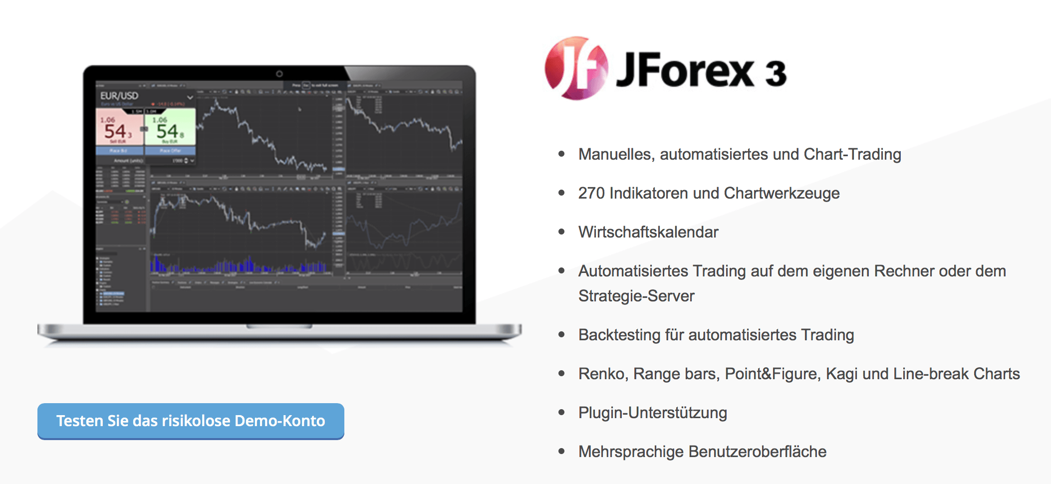 Bei Dukascopy können Trader unter anderem über JForex 3 handeln