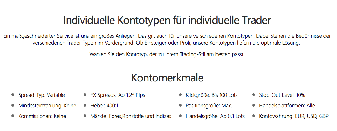 Beim Konto-Typ "Variable" agiert GKFX als STP-Broker
