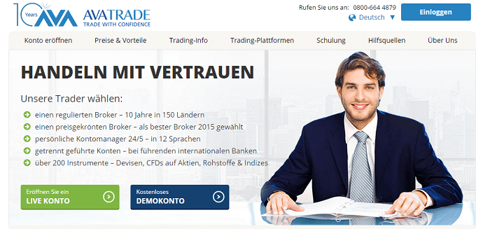 AvaTrade Webseite