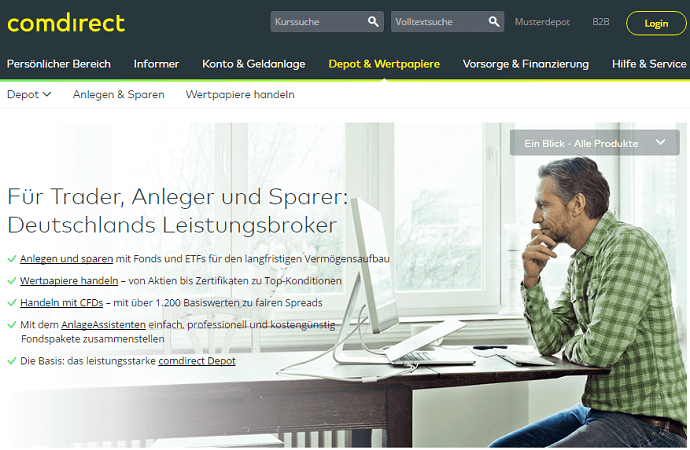 Auf der comdirect Homepage finden Besucher alle Angebote