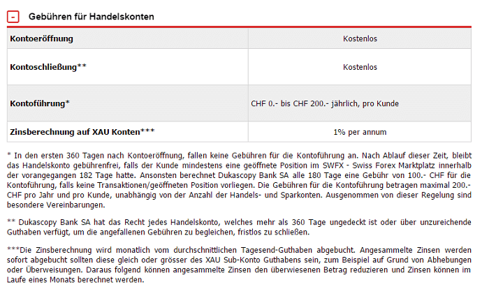 Dukascopy Handelskonto Gebühren