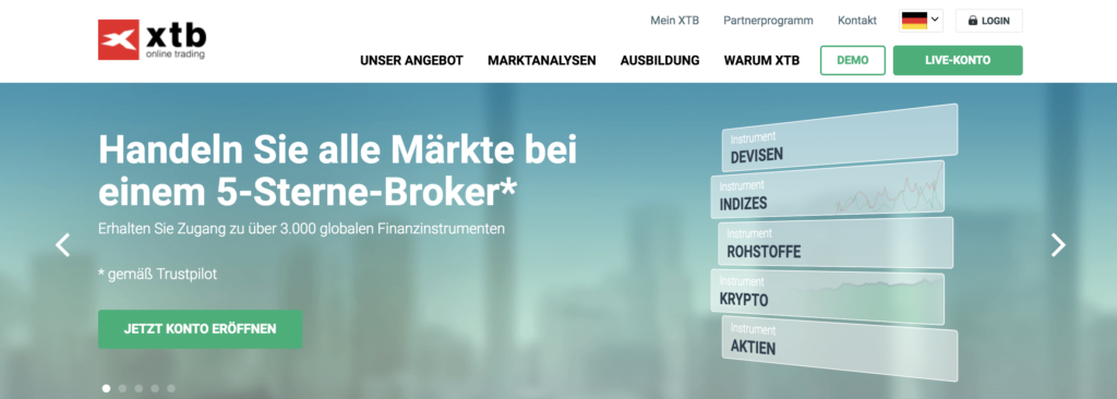 Zahlreiche Finanzprodukte werden bei XTB angeboten