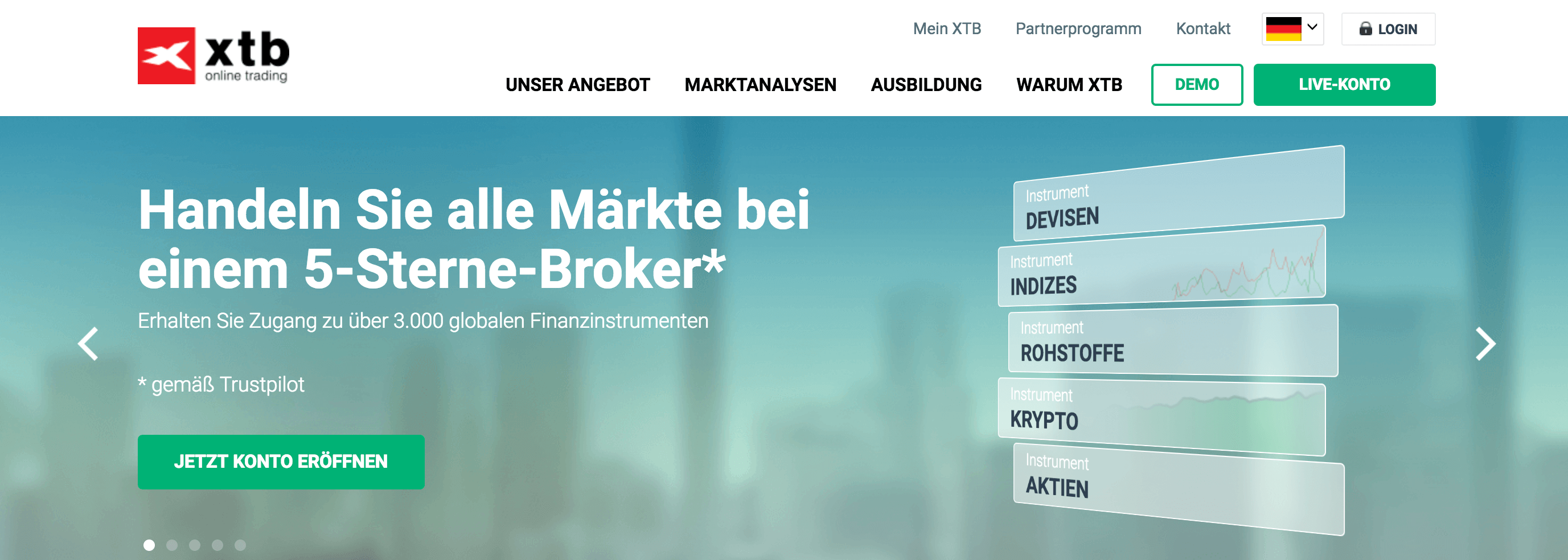 XTB bietet Zugang zu über 3.000 globalen Finanzinstrumenten