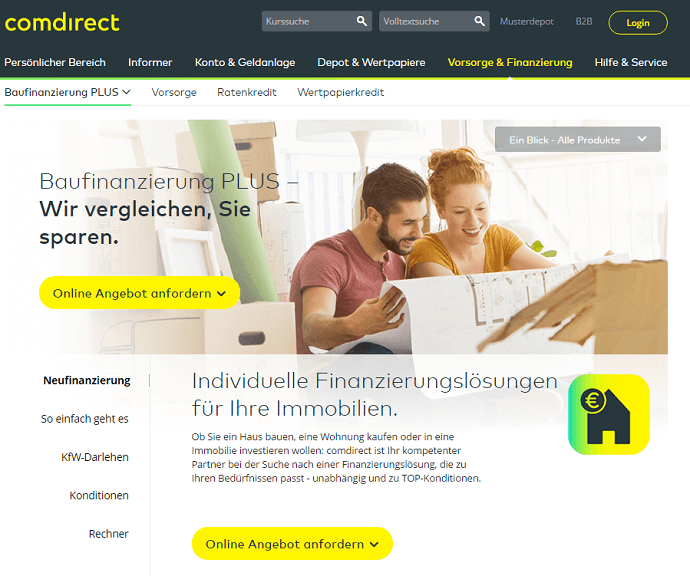 Baufinanzierung mit der comdirect