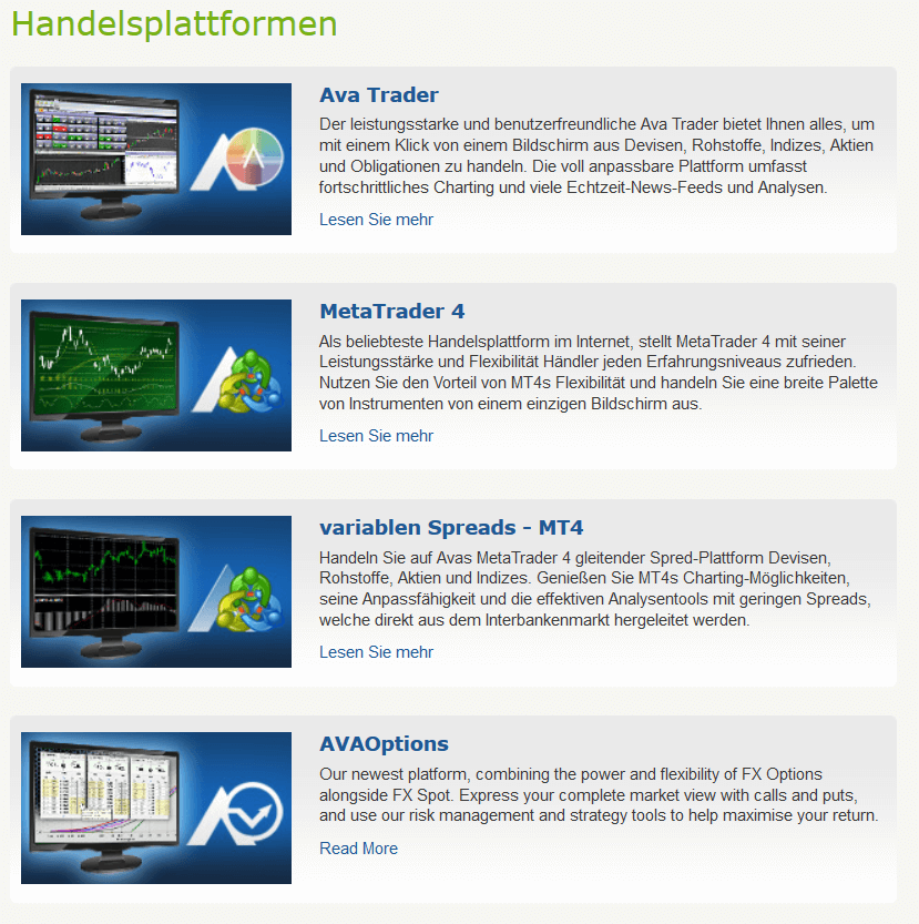 Die Handelsplattform bei AvaTrade