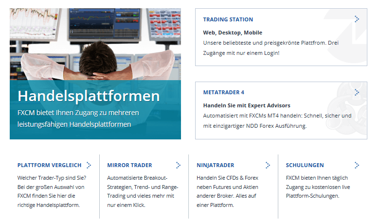 FXCM stellt vier verschiedene Handelsplattformen zur Verfügung.