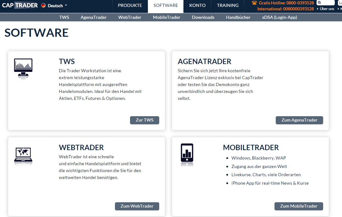 Captrader Traden via Webplattform und mobiles Trading