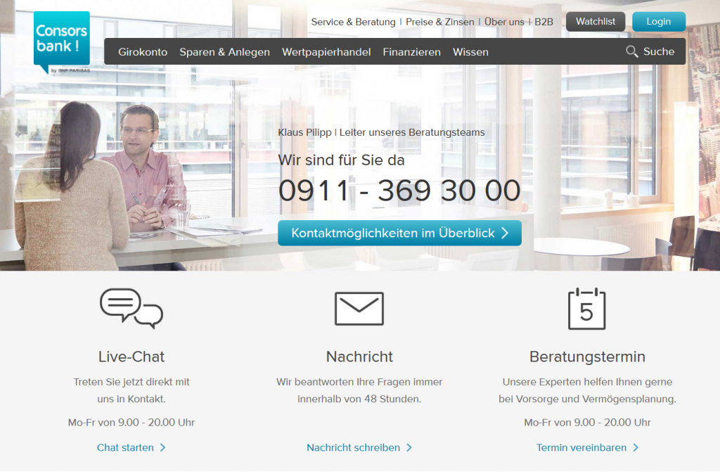 Die Consorsbank Kontaktmöglichkeiten
