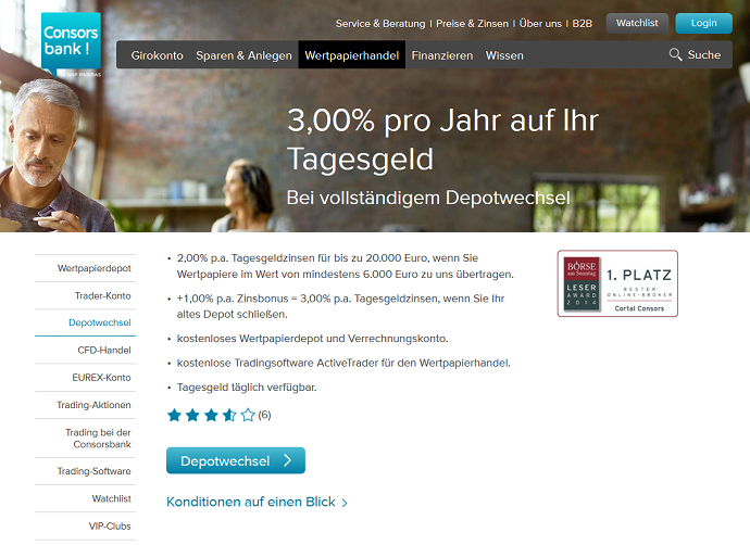 Ein Depotübertrag zur Consorsbank wird gut belohnt