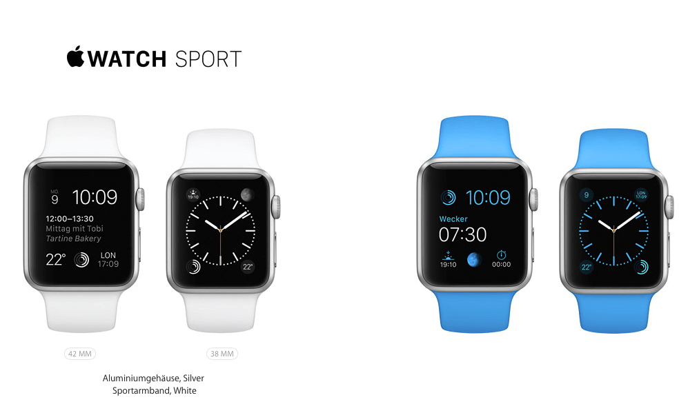 Apple Watch in Silber und Blau
