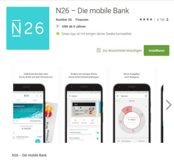 N26 mobile banking app
