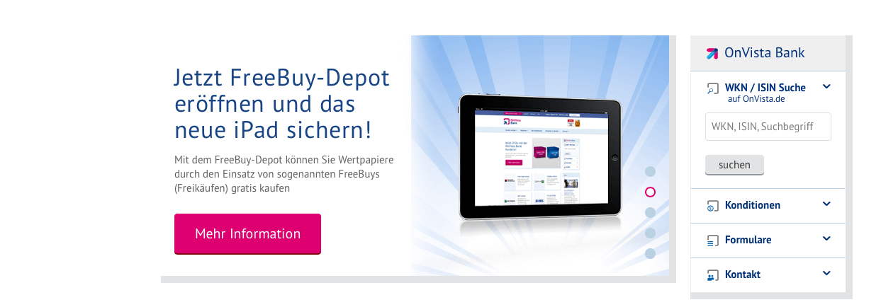 Bei der OnVista Bank profitiert man von sogenannten FreeBuys