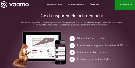Die Vaamo Homepage vaamo test