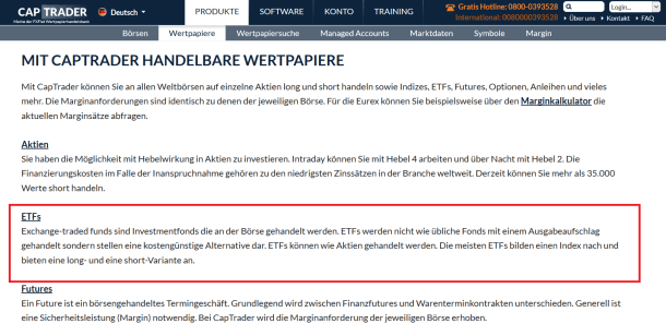 ETFs bei CapTrader