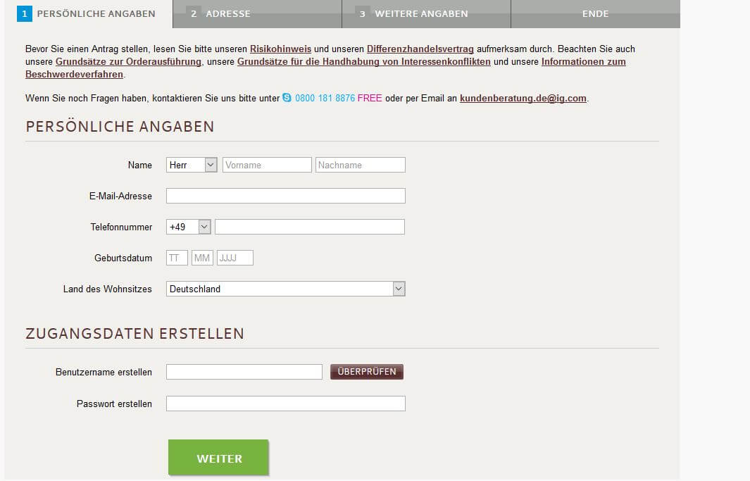 IG Einzahlungsmöglichkeiten besonders variabel