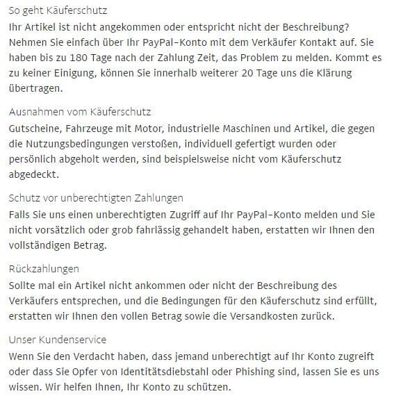 PayPal Käuferschutz