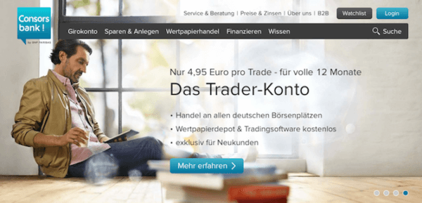 Auch das Trader-Konto der Consorsbank bietet einige Vorteile