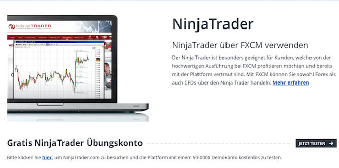 NinjaTrader Übungskonto bei FXCM