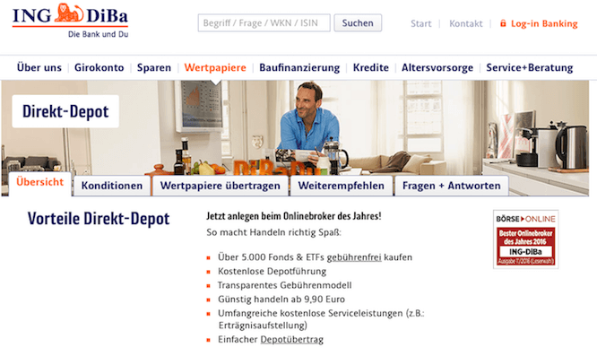 Viele Vorteile warten beim ING-DiBa Direkt-Depot