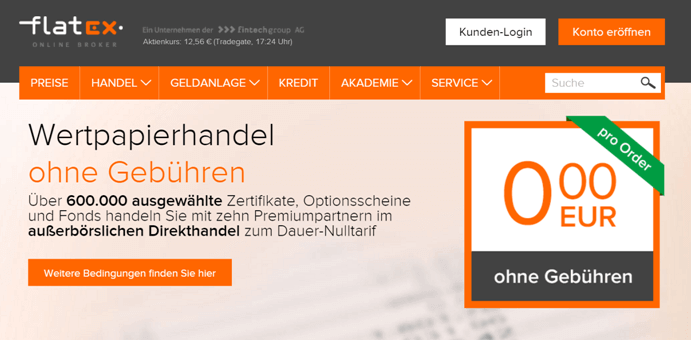 Flatex Wertpapierhandel ohne Gebühren