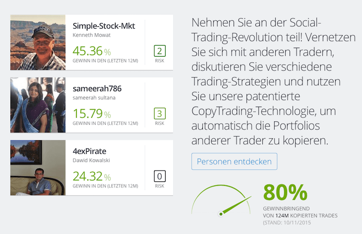 Vernetzung mit Profi-Tradern bei eToro