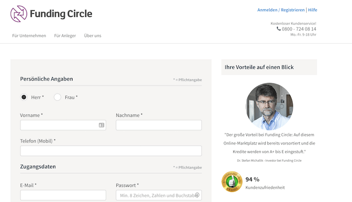 Funding Circle Anmeldung