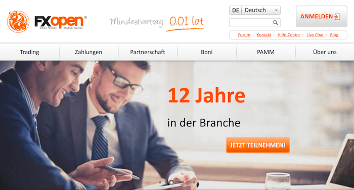 FXOpen Webseite