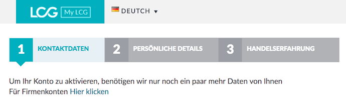 LCG Kontoeröffnung