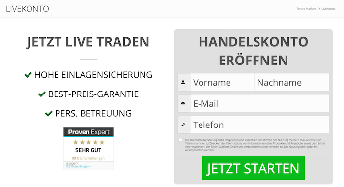 Smart Markets Kontoeröffnung