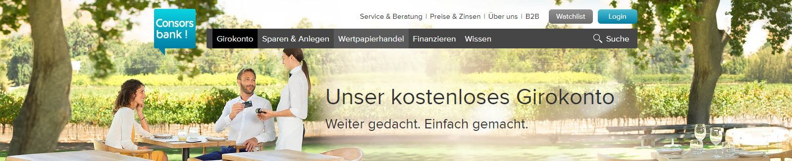 Neben dem Handel mit nachhaltigen Aktien, bietet die Conorsbank auch ein kostenloses Girokonto an