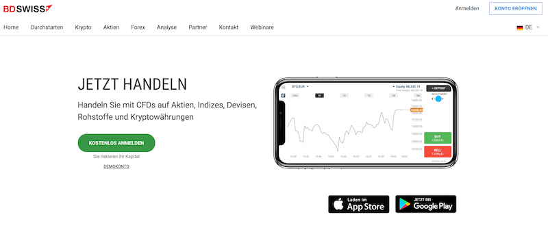 BDSwiss mobiler Handel
