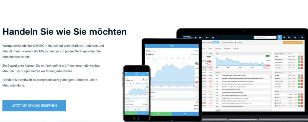 Alle Finanzprodukte können DEGIRO Kunden auch auf dem Smartphone oder Tablet finden und handeln