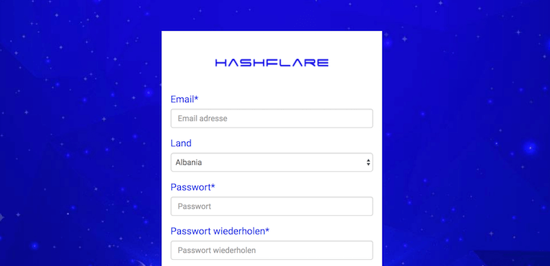HashFlare Kontoeröffnung