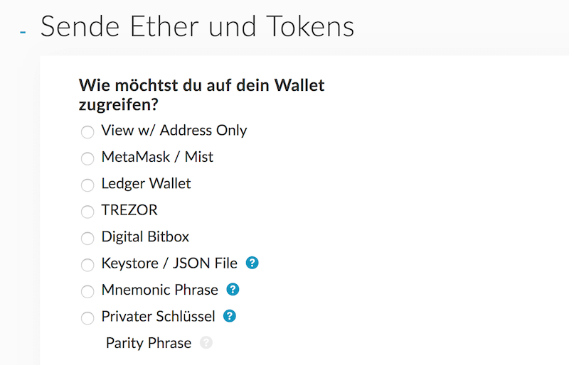 MyEtherWallet Kryptowährungen versenden