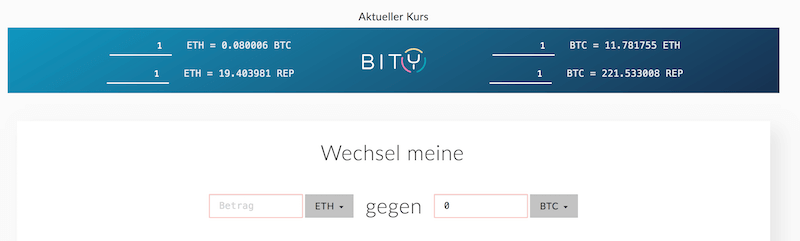 MyEtherWallet ETH in BTC wechseln