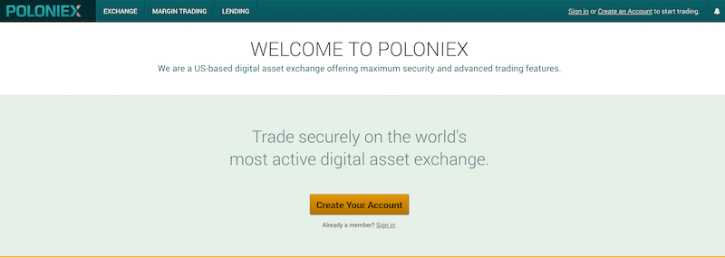 Poloniex Internetauftritt