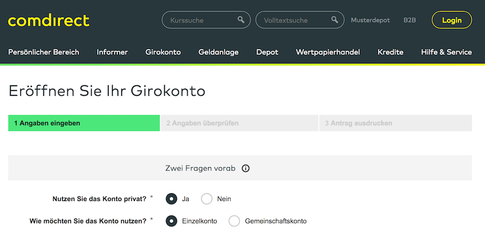 comdirect Girokonto eröffnen