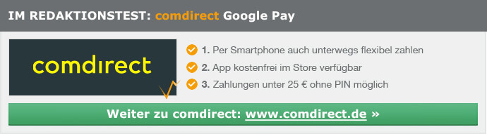 comdirect Google Pay: Mit Visa Kreditkarte in der App bezahlen