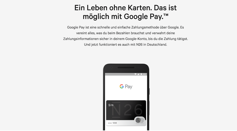 N26 Bezahldienst Google Pay