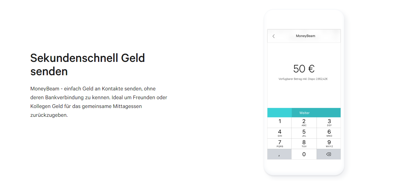 Mit MoneyBeam via N26 können sie sekundenschnell Geld überweisen