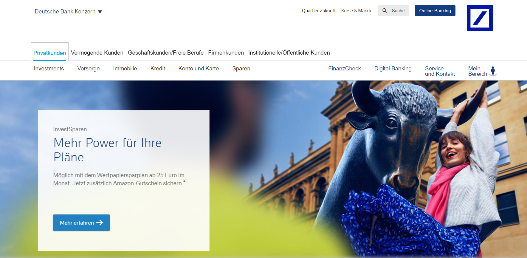 Ein Blick auf die Webseite der Deutschen Bank